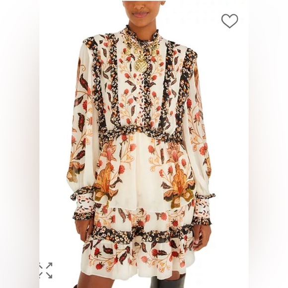 FARM Rio Cream Berry Garden Multicolor Floral Long Sleeve mini  Dress - Picture 1 of 7